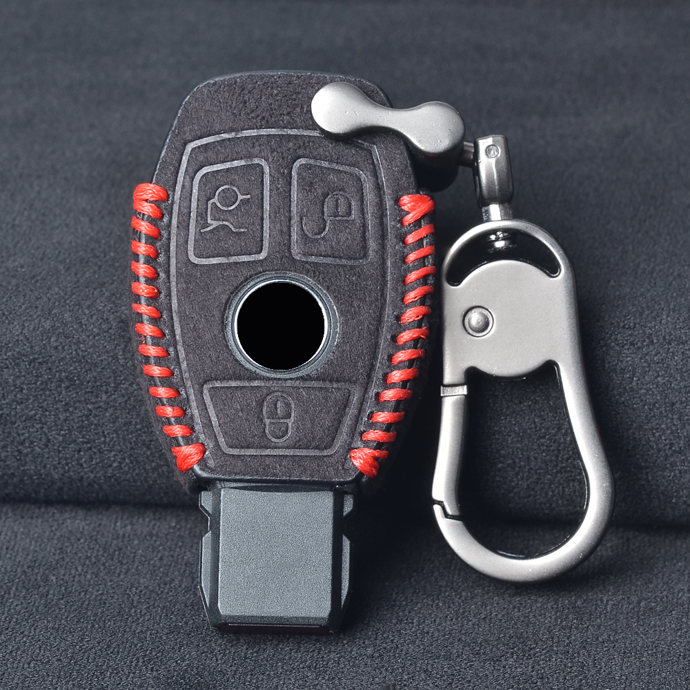 etui na kluczyk samochodowy klucz pokrywa robić Mercedes Benz A B C Class W203 W211 W204 CLS CLK 2017 E Class W213 2018 S class CLA SLK AMG brelok robić kluczy: Niebieski