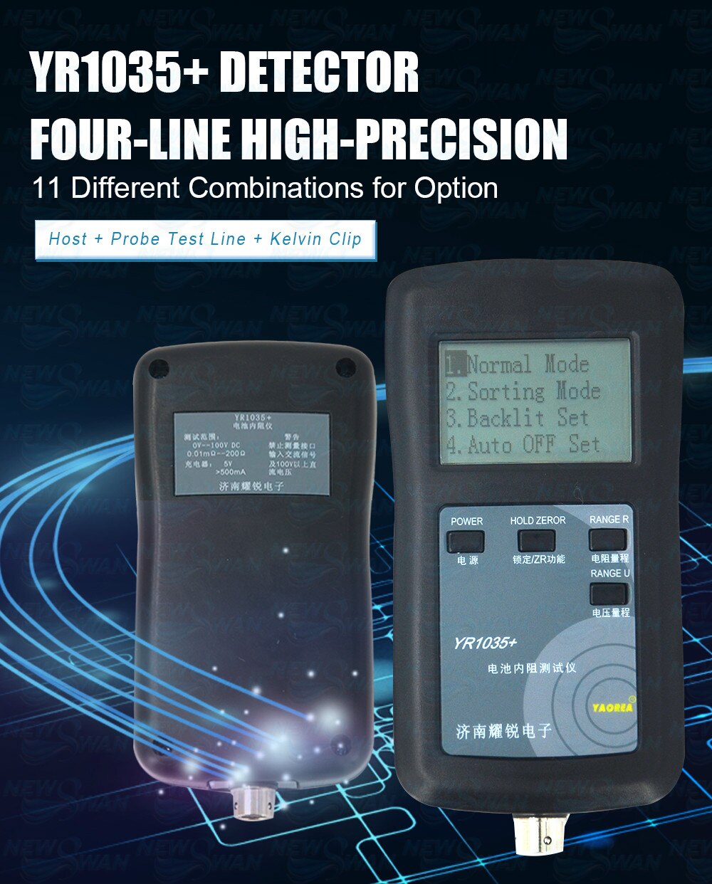 Original Four-line YR1035 Lithium Battery Internal Resistance Meter Tester Detector 18650 Dry Battery With Enhanced Pen