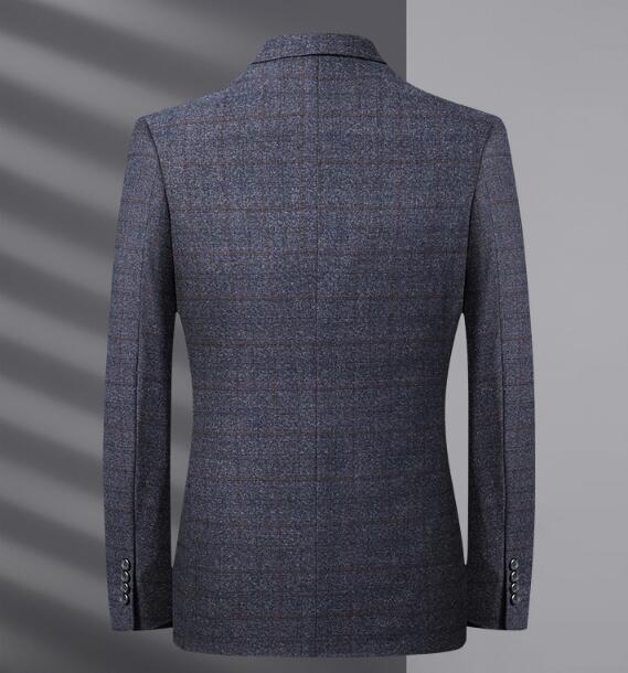 Men's Autumn Winter Blazer Jacket Blazer Grid Suit Jacket Slim Fit Blazers Coat Business Casual Overcoat
