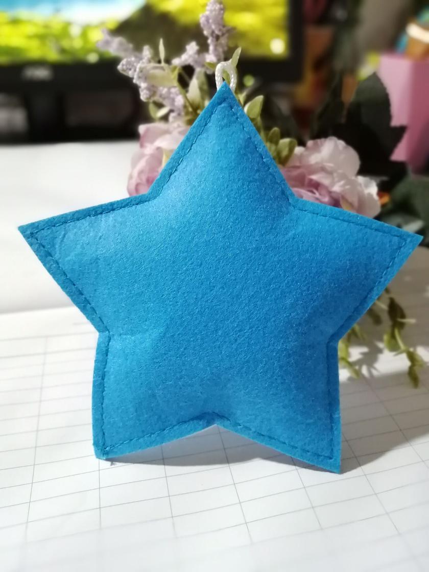 5 stücke freundlicher Schlafzimmer Blau Gelb Weiß grau Dekoration Mond Sterne Nizza Wohnheim Hängen Zauberstab Hotel Fenster Dekoration Girlande Party: 5Stck Blau Stern