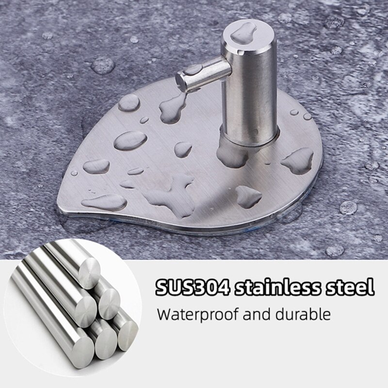 Rvs Haak Zelfklevende Keuken Muur Deur Haak Sleutel Rack Badkamer Handdoek Hanger Zwart Zilver Druppelen Vorm Opslag Haken