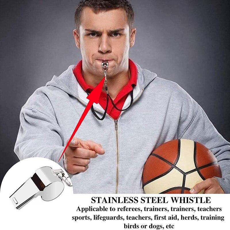  of 8er- pack edelstahlpfeifen, laute schiedsrichter-trainingspfeife mit trageband - für sporttrainer (basketball, fußball)