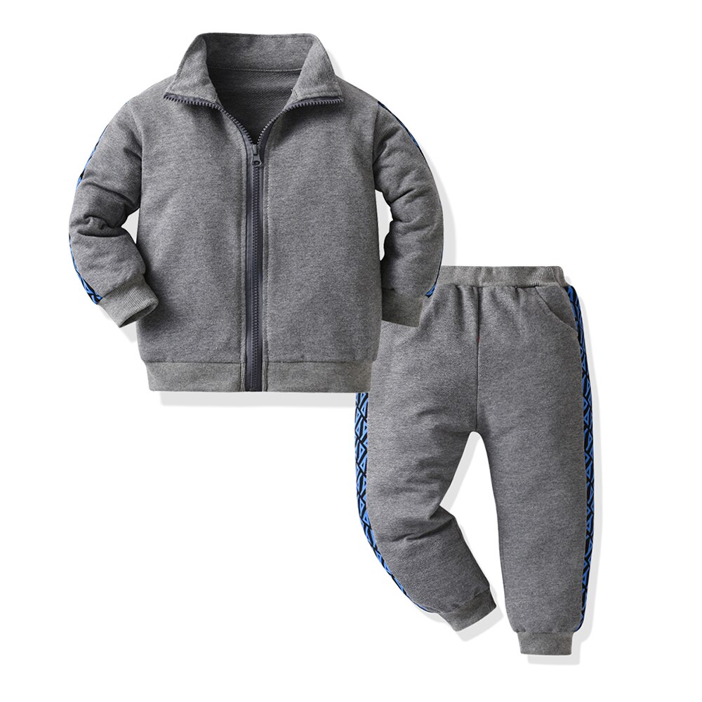 Partes de arriba otoño primavera bebé niños ropa de niños niños sudaderas con capucha chaqueta pantalones 2 unids/set niño traje de chándal infantil: Gris / 6 meses