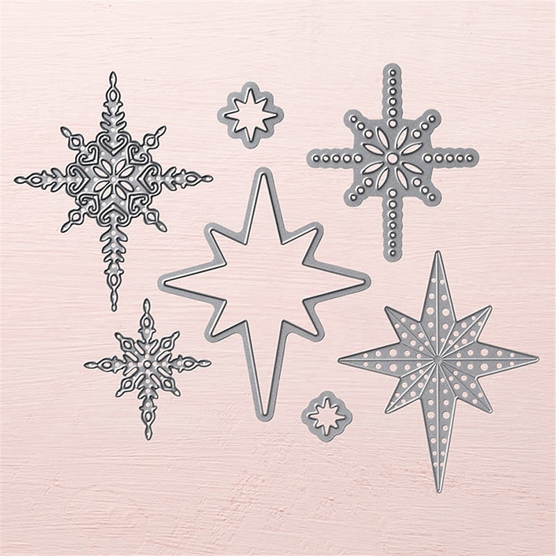 7 stks/set Starlight sneeuwvlok Metalen Stansmessen Stencils Voor Card Maken Decoratieve Embossing Pak Papier Kaarten Stempel DIY
