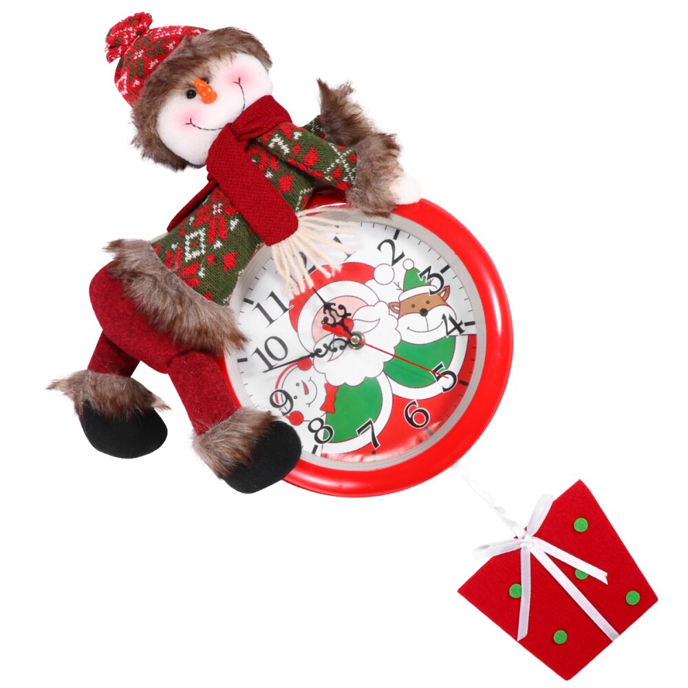1pc Cartoon Snowman Wall Clock Christmas Clock Wall Clock Decor Xmas Wall Clock for Office Room Party