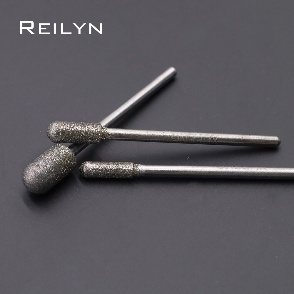 2.35Mm Schacht Grit 150 #10 Stuks Diamant Slijpen Burr Emery Slijpen Punt Diamant Metalen Jade Diamant peeling Bit