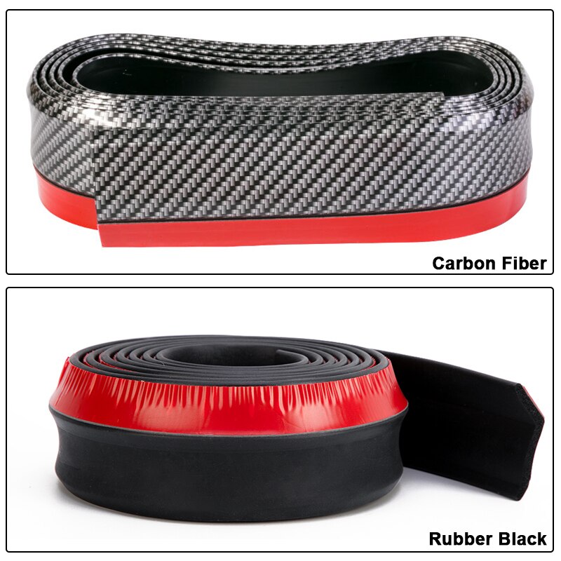 2.5m Car Bumper Lip Strip Protectors Splitter Body Kits Spoiler Bumpers Car Door Bumper Carbon Fiber Rubber Lip 65mm Width Strip