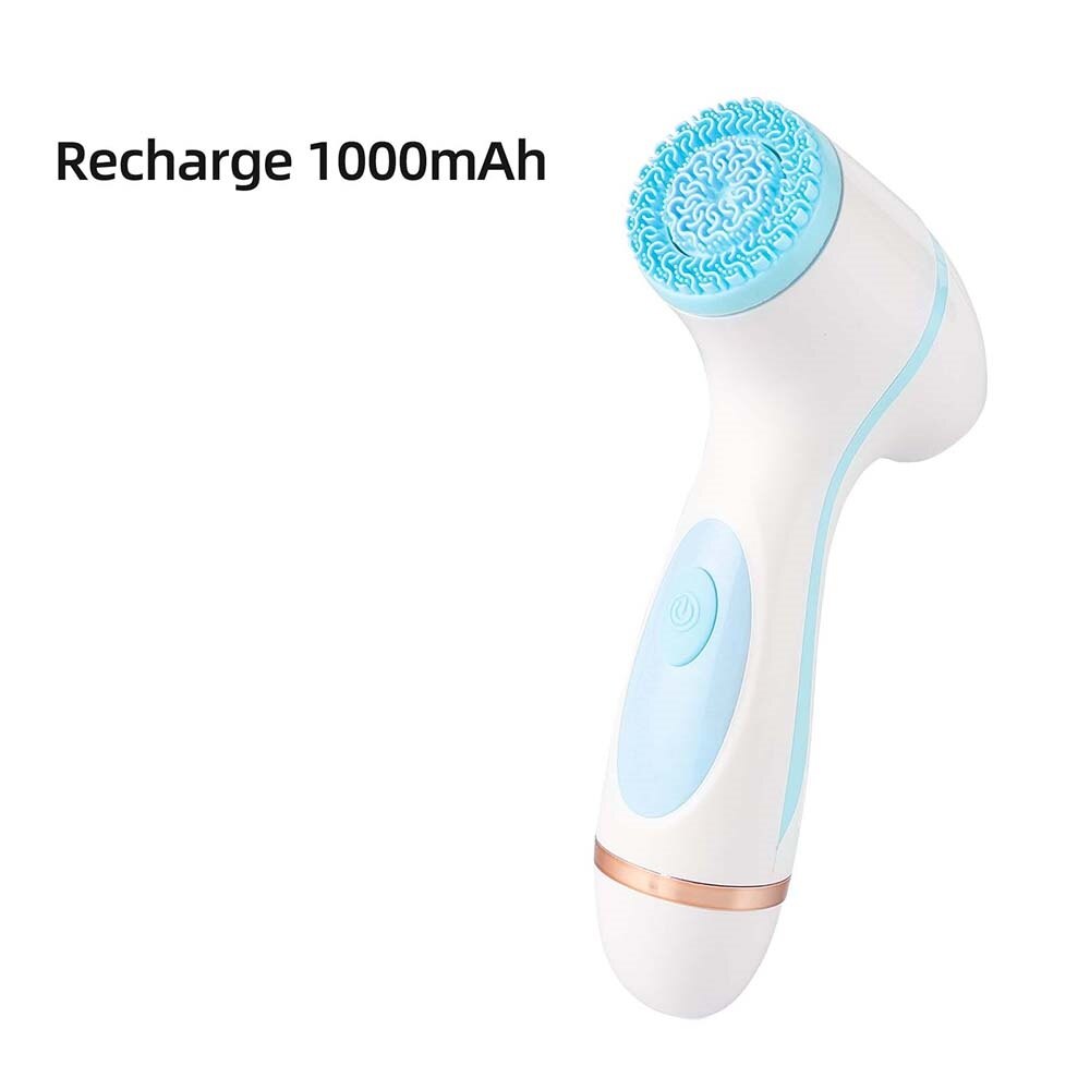 Cepillo de limpieza Facial recargable 3 en 1, limpiador Facial eléctrico giratorio, Limpieza Profunda, eliminador de poros y espinillas, resistente al agua: Blue