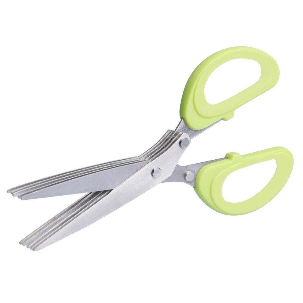 Multifunctional Muti Layers Stainless Steel Knives Multi-Layers KItchen Scissors Scallion Cutter Herb Laver Spices Cook Tool Cut: 5 Layers