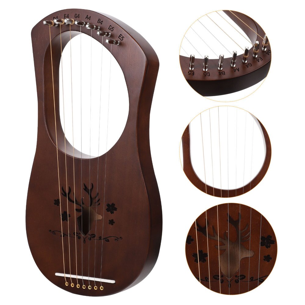 1 Set Houten Harp Retro Stijl Hout 7 Snaren Lier Harp String Instrument: Default Title