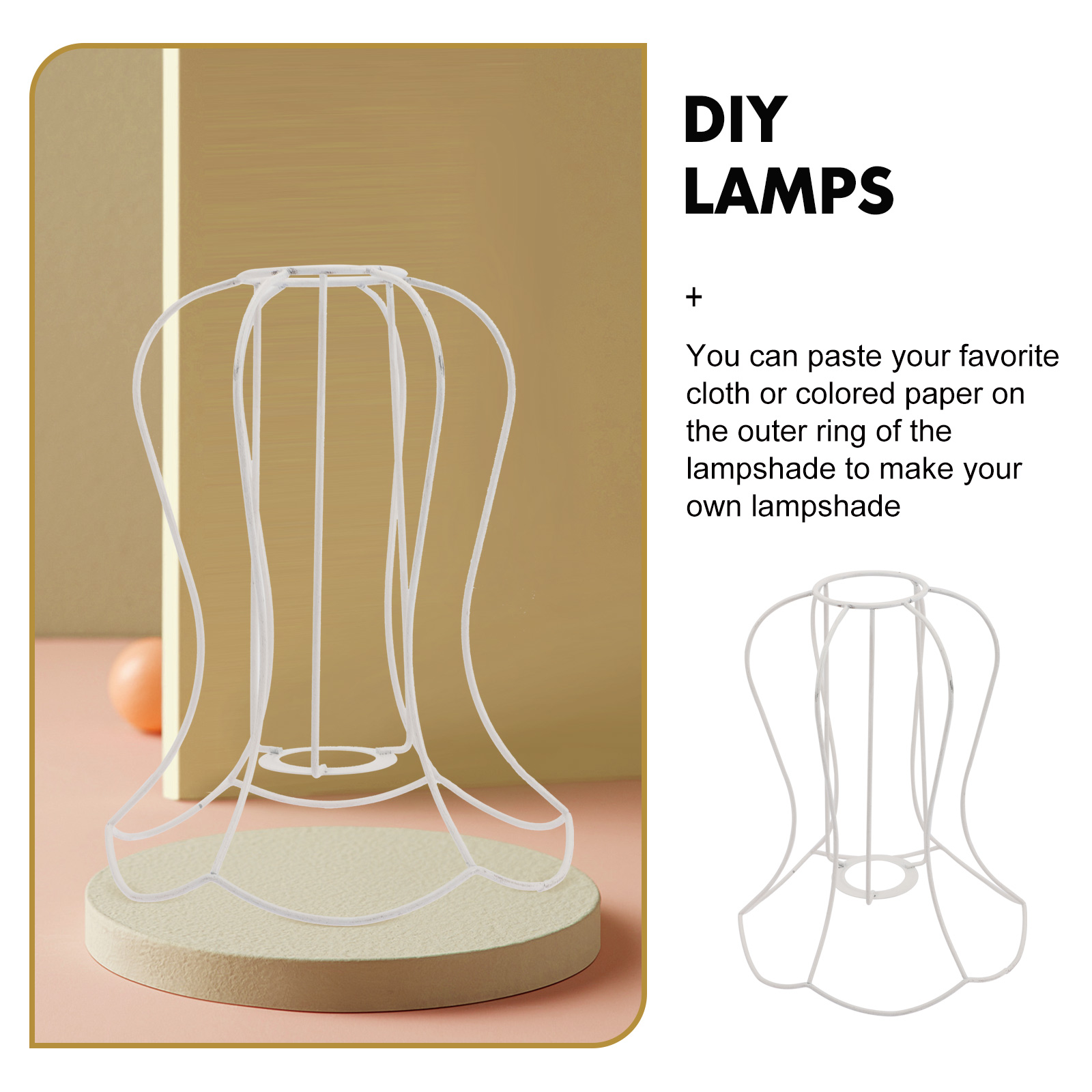 Uonlytech DIY Lamp Shade Frame – European Style Iron Bracket For Table Lamps, Home & Café Decor (White)