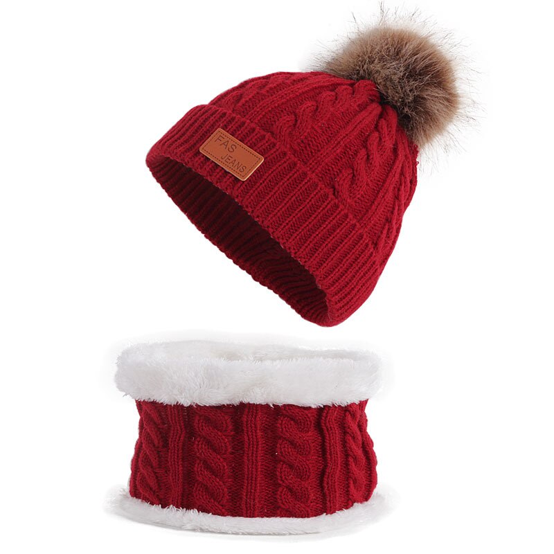 Jul piger søde vinter hat + tørklæde 2 stk sæt nyfødt tørklæde til drenge piger spædbarn bomuld strikket varme uld hatte