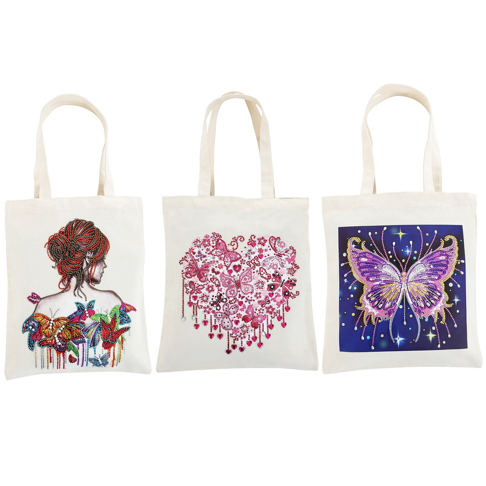 Diamant Schilderen Tote Bag Herbruikbare Duurzaam Diy Diamant Art Handtas Opvouwbare Opbergtas Kruissteek Borduren Kit Art Craft: 3PCS-M