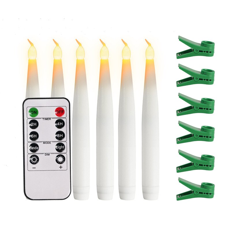 Pak van 6 Afstandsbediening of niet Remote Vlamloze Taper Kaarsen met Clips, 14.5 cm Warm Wit Licht Timer LED Elektrische Kaars