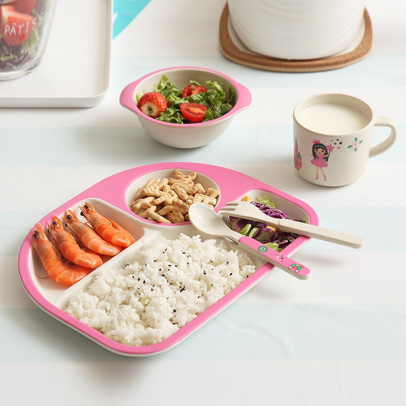 5 stuks babyvoedingsbakjes schattige voedselcontainer van bamboevezels kinderserviesgoed babyservies peuterbord maaltijdschaal