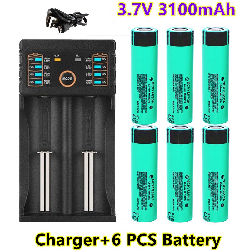 100% Original NCR18650A 3100mAh 3.7V 18650 Rechargeable Lithium li-ion Battery For Flashlight Laptop Batteries + charger