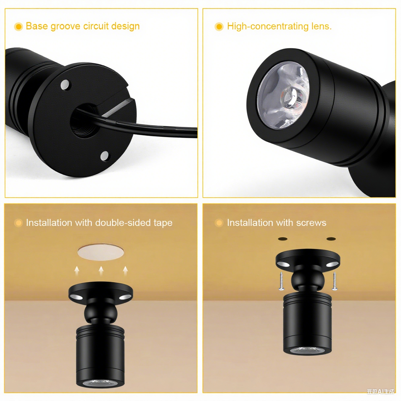 1 to stk. 10 stk. led-lys 12v stk. downlight i aluminiumsmateriale med svart skall, dupont-grensesnitt, innendørs takdekorasjonsspotlight ,2 stk. installasjonsmetode