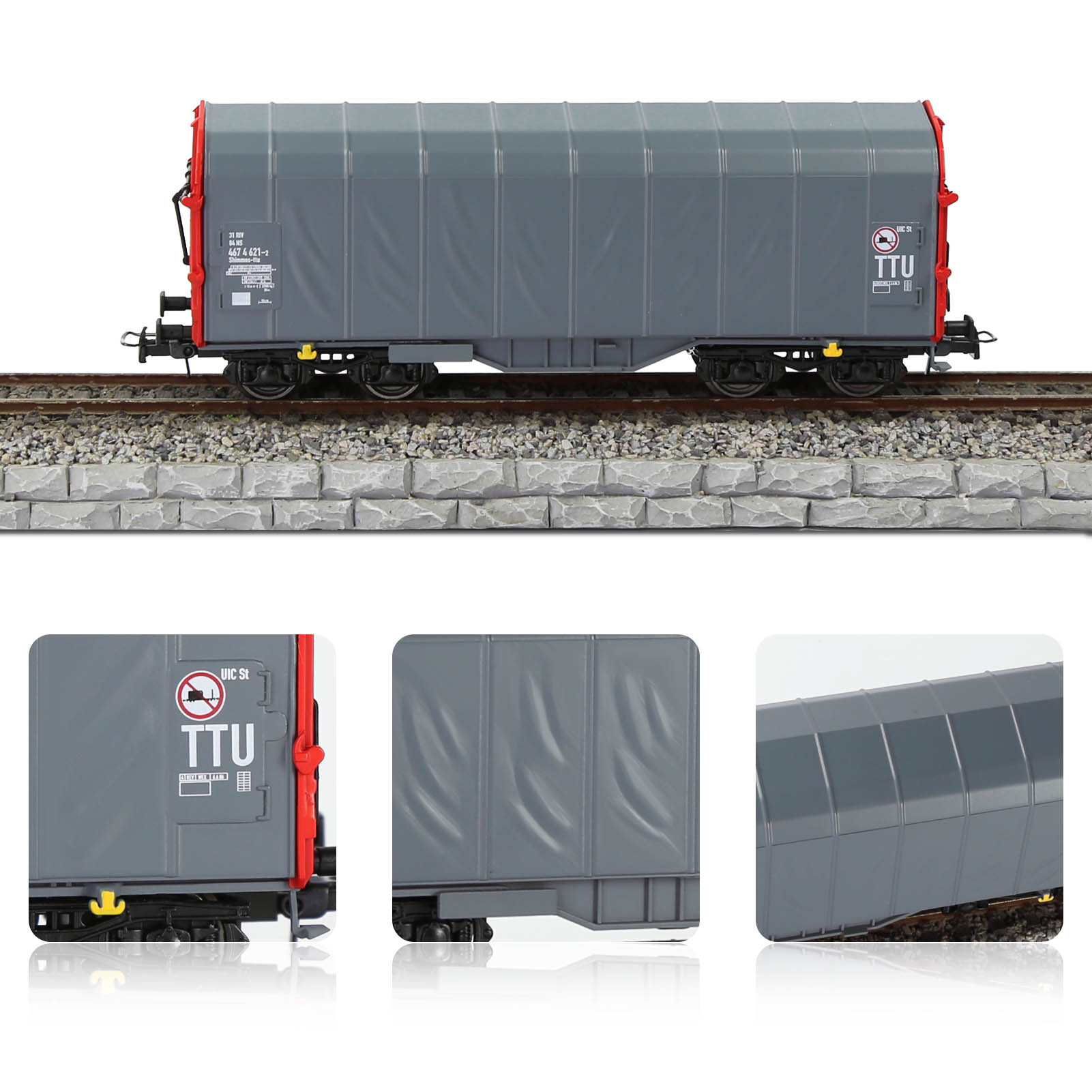 1pc Model Railway HO Scale 1:87 Boxcar Model Trains Wagon C8762: Gray with Print