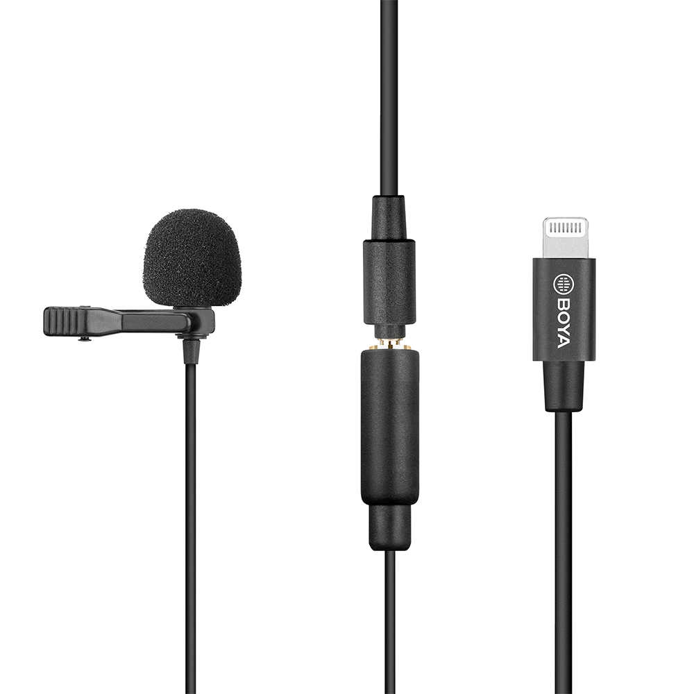 Boya by -m2/m2d nierenförmiges lavalier-ansteckmikrofon mit 3.5mm trs-kabeln, abnehmbarem einzelkopf, kompatibel mit ios-smartphones