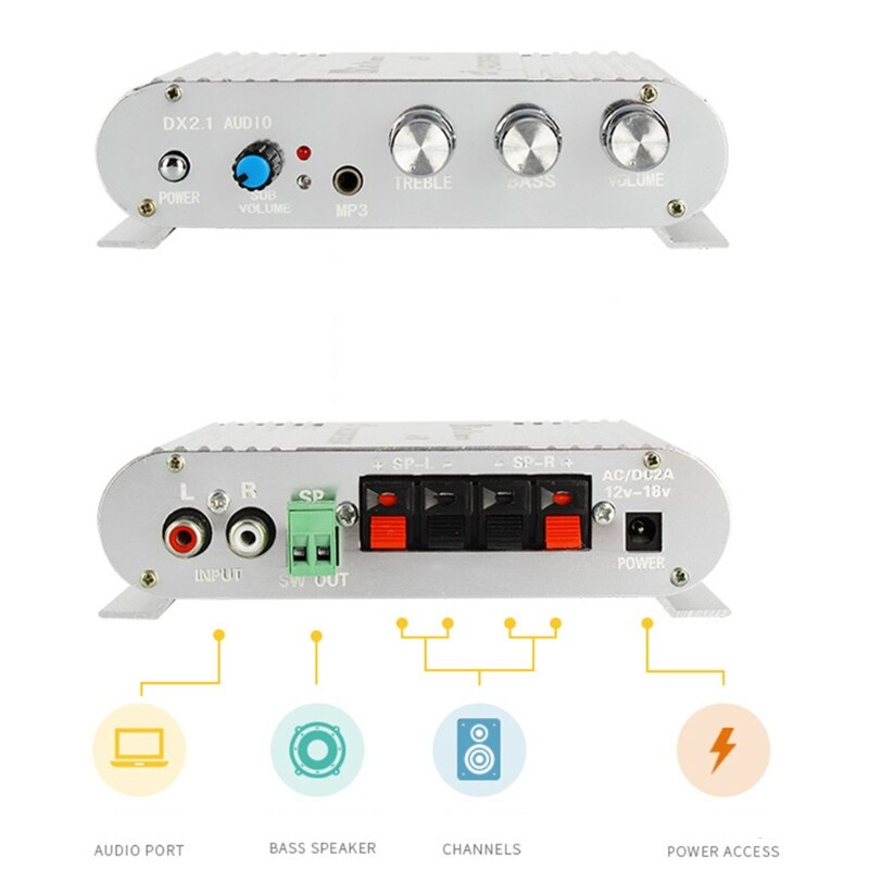 K1kf dx -210 auto-hifi-kanalverstärker mit subwoofer , 2.1ch 12v 210w audio-leistungsverstärker,  mp3 stereo-audio-lautsprecher