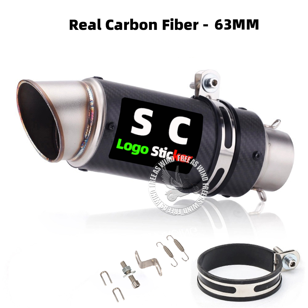 51mm 60mm 63mm Carbon Fiber sc Motorcycle Exhaust Muffler Escape for Motorcycle GP-project Universal Exhaust Modified Accessorie: Orange