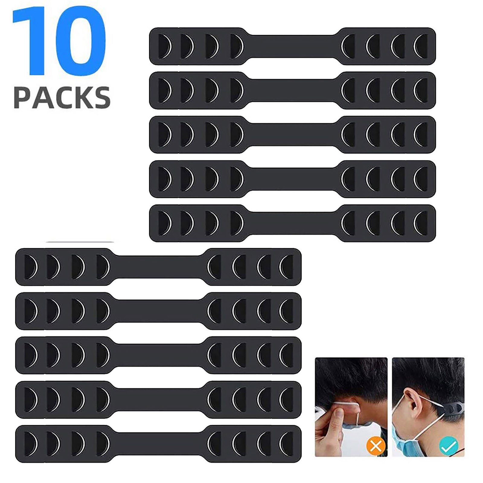 10 pièces masque facial extensions de bande Masker élastique sangle ajusteur protéger oreille pause mascarilla: A