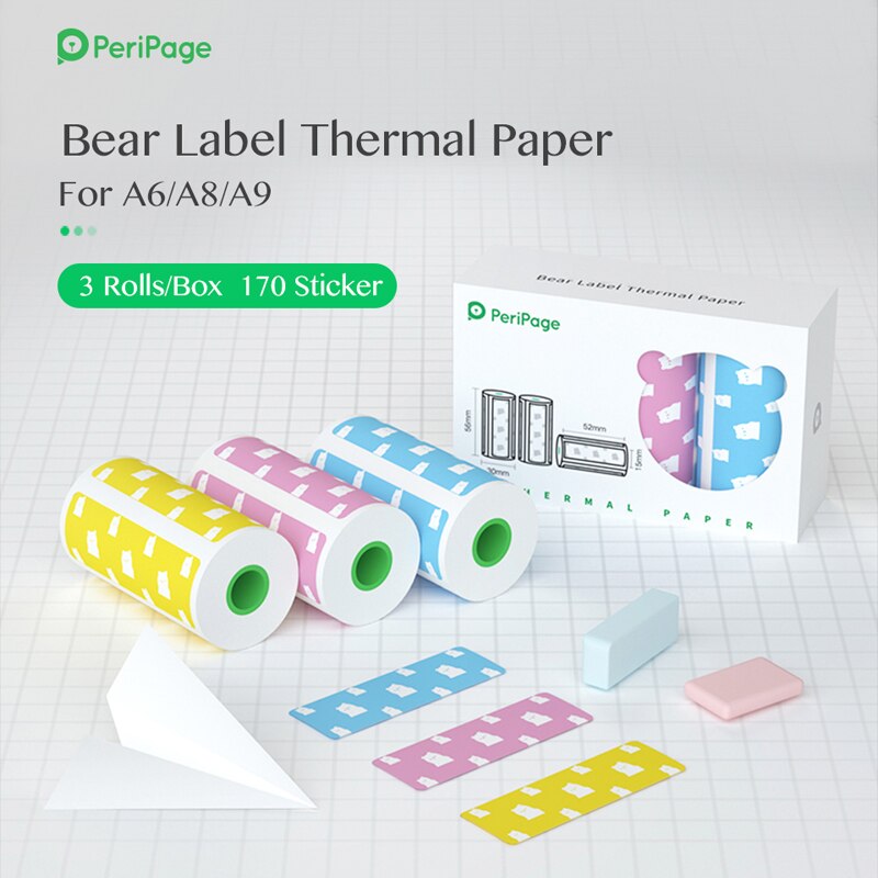 Peripage 56 x 30mm a6 termisk papir etiket papir klistermærke papir til termisk lomme mini printer  a6 a8 foto papeles termicos etikette: 15mm bæreetiket