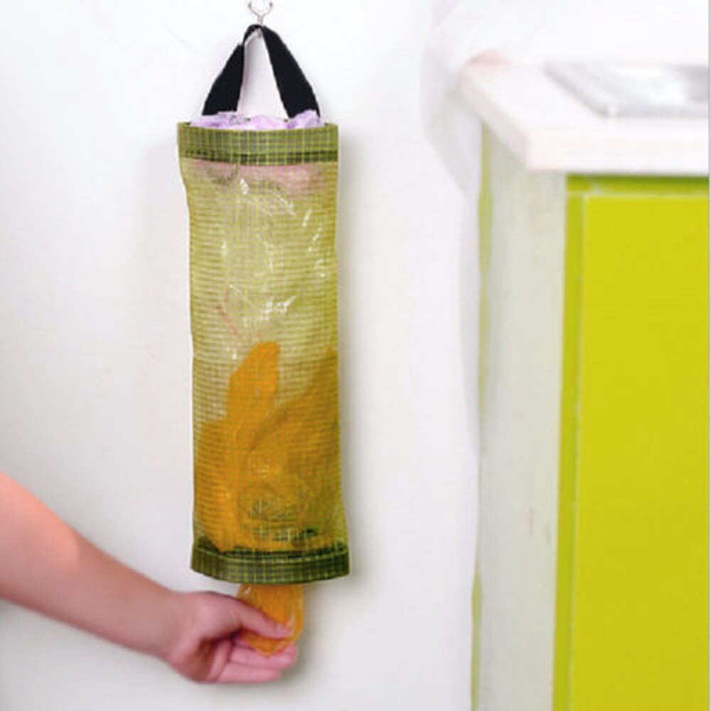 Household Grocery Bag wall-mounted Storage Dispenser Plastic Kitchen Organizer Garbage Bag Storage Bag Long Tube Mesh Bag #10