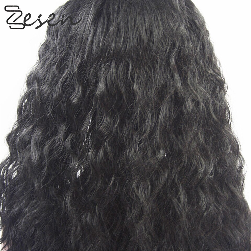 Perucas dianteiras do laço longo solto encaracolado molhado glueless peruca macia sintética resistente ao calor peruca de cabelo de fibra para preto feminino 24 Polegada