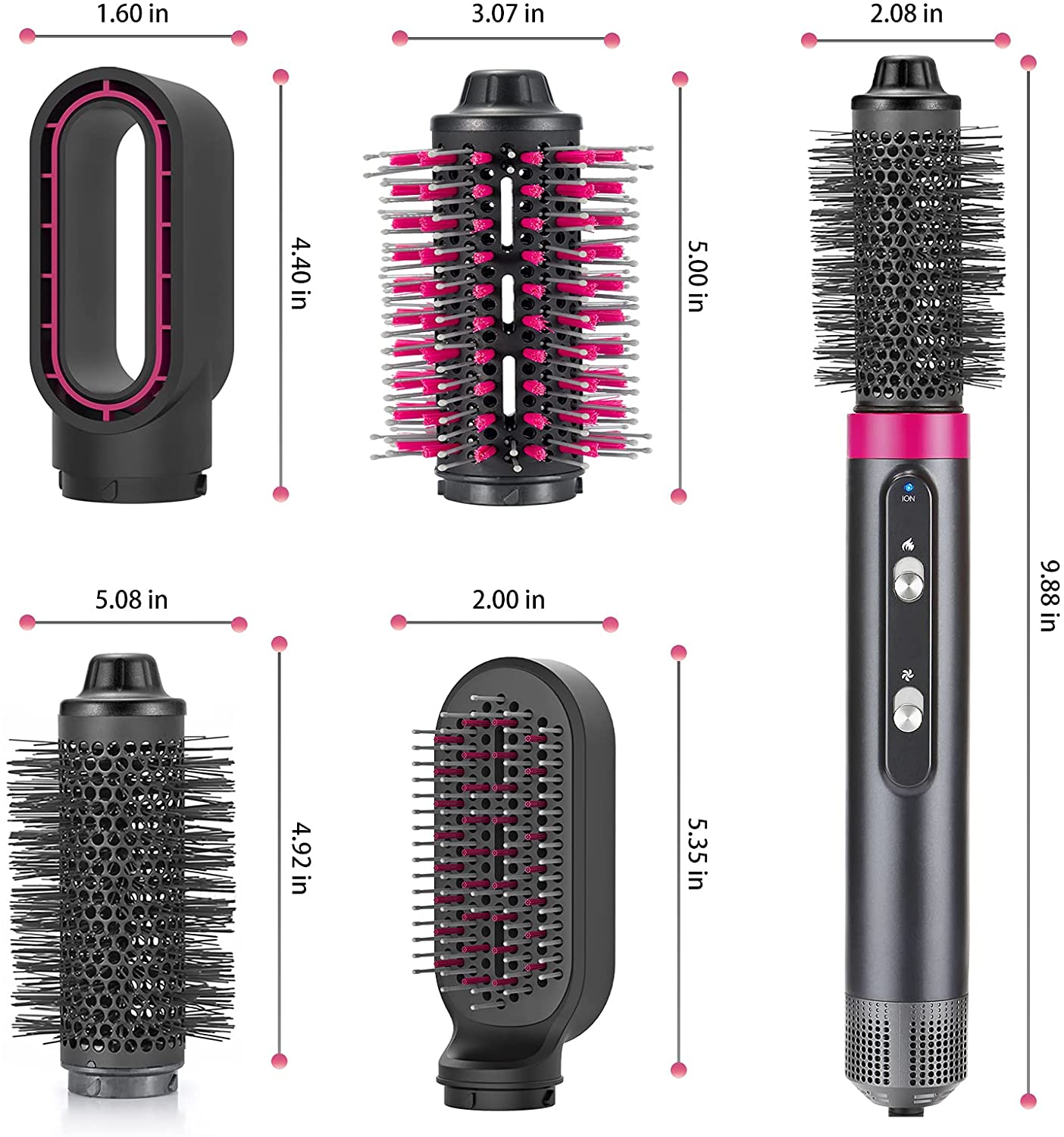 Negatywna szczotka do włosów Lonic szczotko-suszarka jednoetapowa suszarka do włosów na gorące powietrze elektryczna odpinana i wymienna szczotka fryzjer