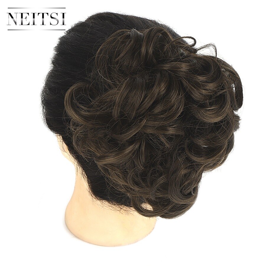 Neitsi Synthetic Bun Extensions Curly Messy Bun Hair Scrunchies Chignons Wedding Hair Piece For Women and Kids