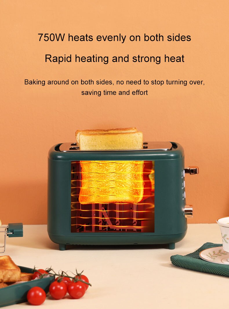 DMWD Automatic Bread Toaster Baking Toast Oven Cooker Electric Breakfast Machine Multifunction Bread Maker 2 Slices Slot