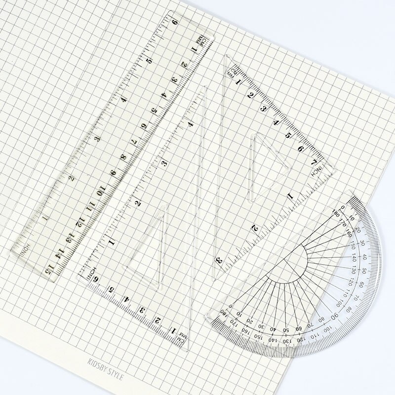 7in 1 Simple Solid Geometry Protractor Drawing School Eraser Compasses Set Math pencil-lead Ruler For Students School Stationery