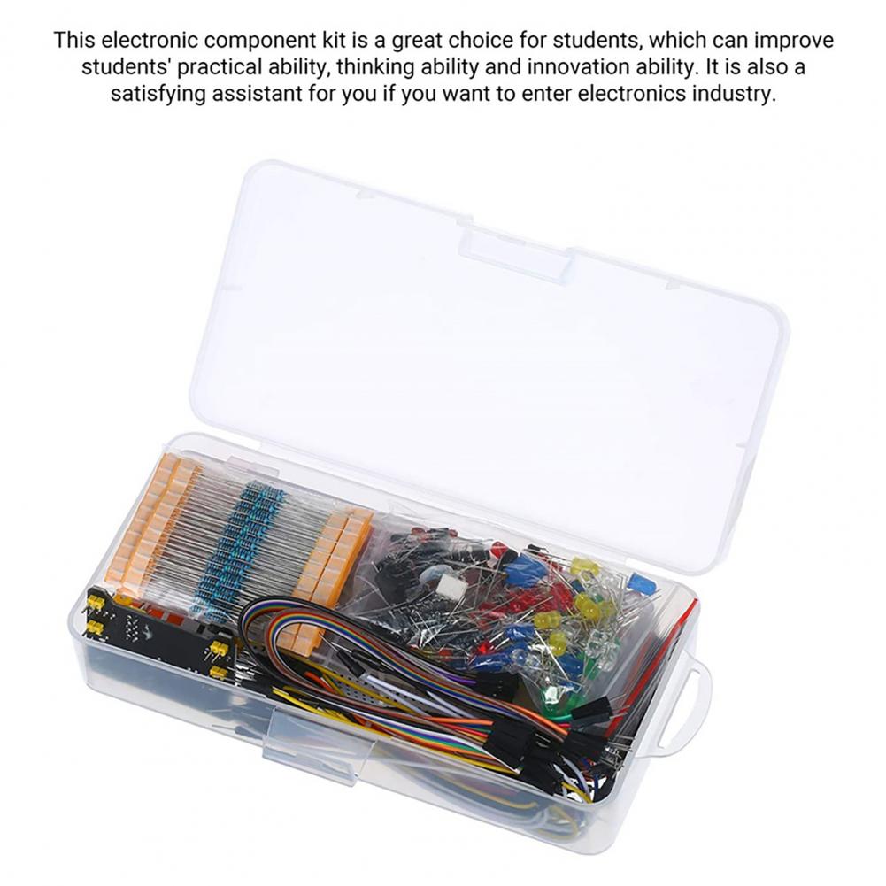 374Pcs Electronics Component Compatible with MEGA2560 Safe to Use 830 Tie-points Breadboard Assorted Electronic Component Group