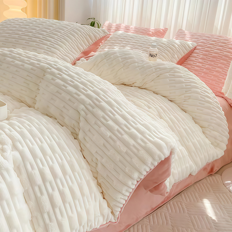 WOSTAR Artificial rabbit fur duvet cover 220x240 luxury double bed quilt cover warm winter velvet fleece bedding set king size