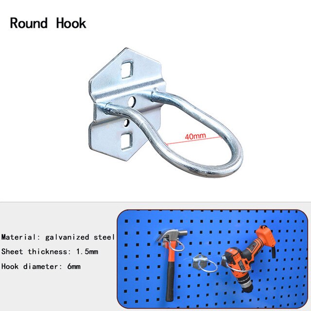 1 Pcs Hole Board Hook Wall-Mounted Storage Rack Hanger Hook Hardware Tool For Home Decoration Accessories: Round Hook