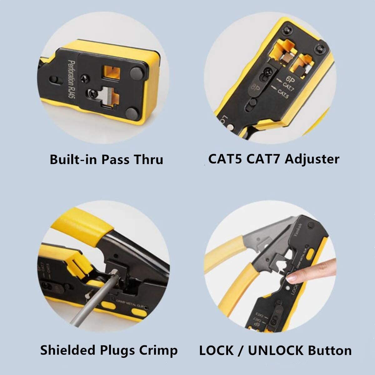 ZoeRax – outil de sertissage de câble réseau RJ45, pince à sertir en métal pour prises modulaires RJ45 Cat7 Cat6 Cat5 RJ11 RJ12