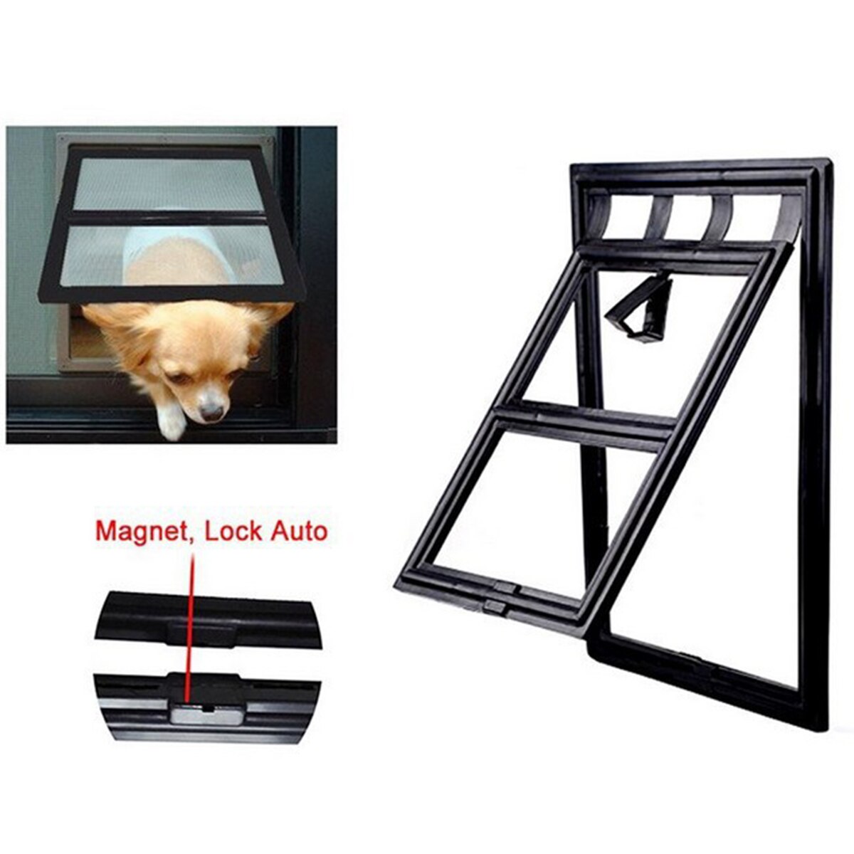 Puerta de plástico bloqueable para perros, gatos y gatitos, ventana de seguridad, puerta con solapa, túnel para mascotas, puerta de acceso libre para el hogar