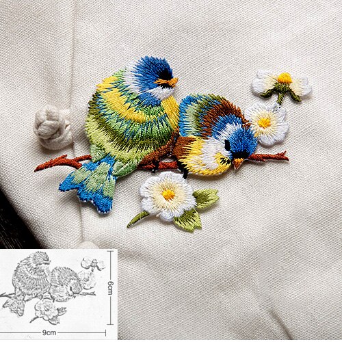 Vogel met Bloem Ijzer op Patches voor Kleding Borduren Applique DIY Hoed Jas Jurk Accessoires Kleding Sticker Strepen Badge: 01
