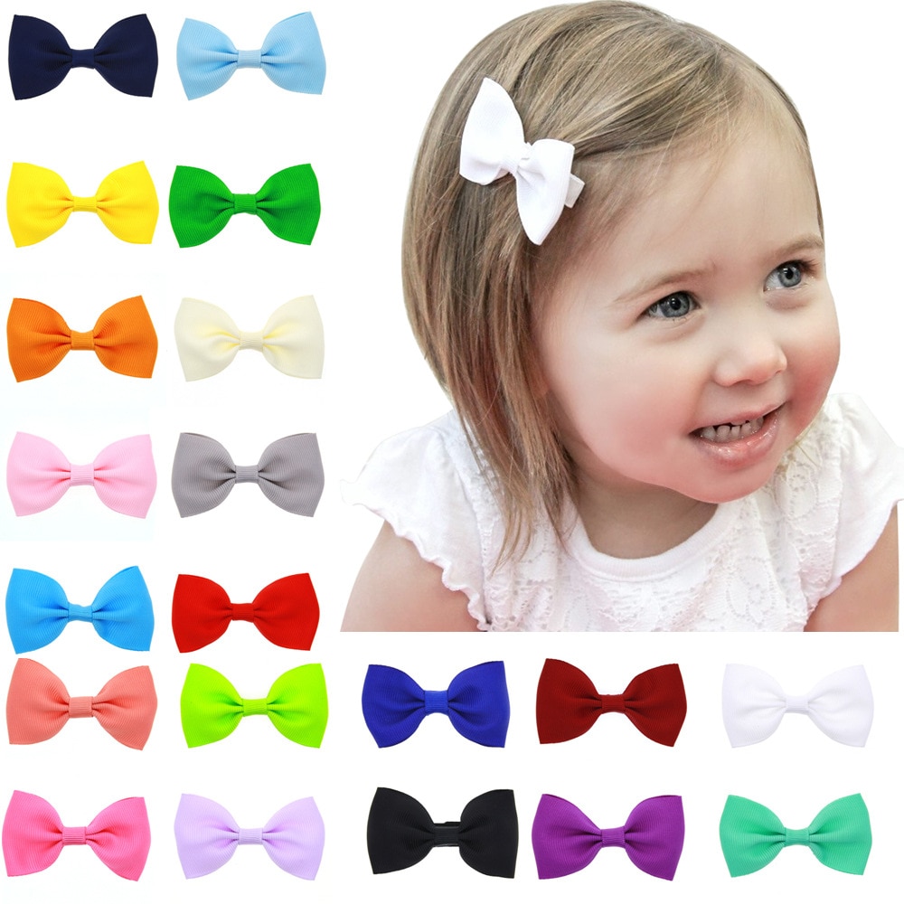 4 Pcs Hair Solid Bow Turban For Children Newborn Kids Headwear Baby Girl Accessories Bowknot Photo Props Hairpin Clip Cute
