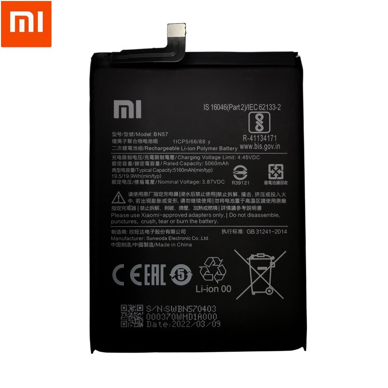 Xiao – batterie de téléphone d&#39;origine mi BN57 BN61, 2022 mAh, 100% 6000, pour Xiaomi Pocophone X3 Poco X3 Pro, Batteries de remplacement + outil