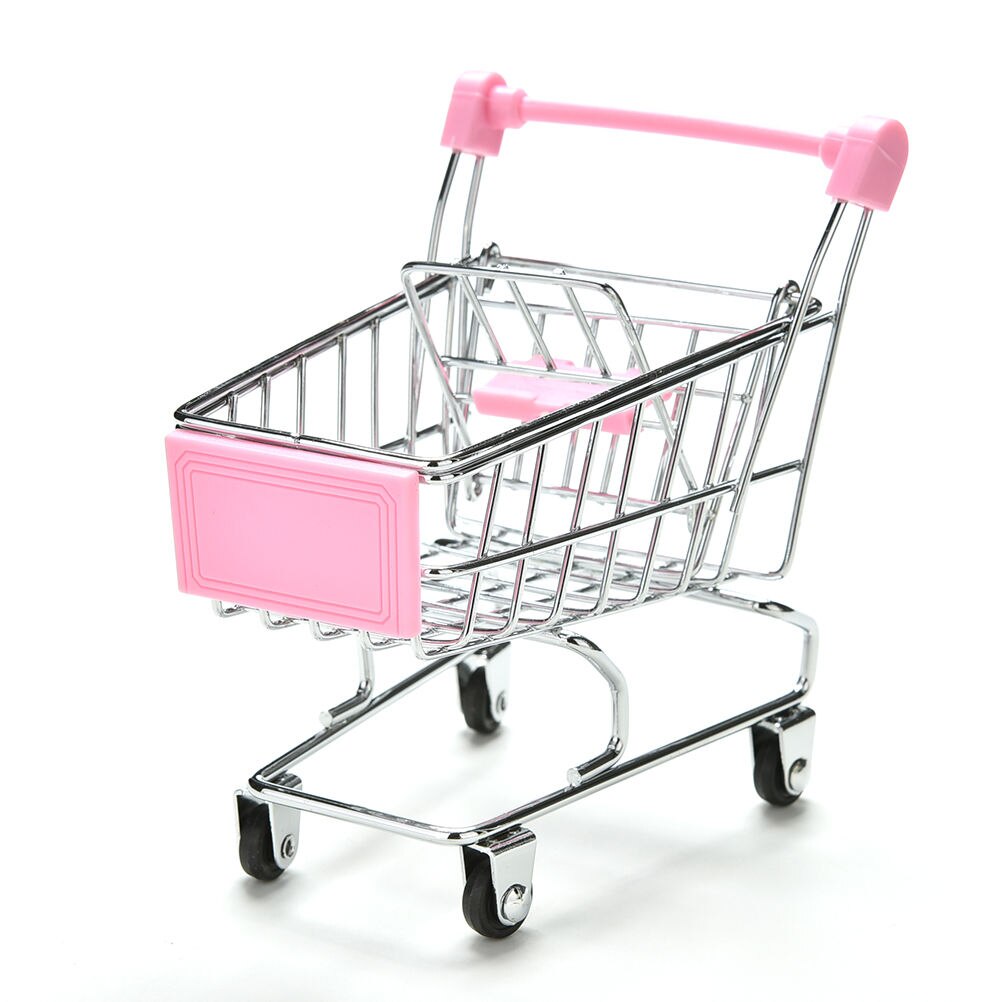 Colorful Funny Mini Supermarket Shopping Cart Trolley Pet Bird Parrot Hamster Toy 1pcs: Pink