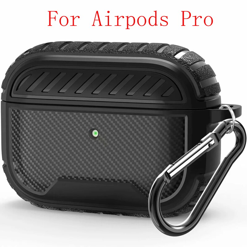 Carbon Fiber Earphone Case for Apple Airpods Pro Case for Airpods 1 2 3 Soft Shell Shockproof Cover Case for Air pods 1 2 3 Pro: For AirpodsPro Black