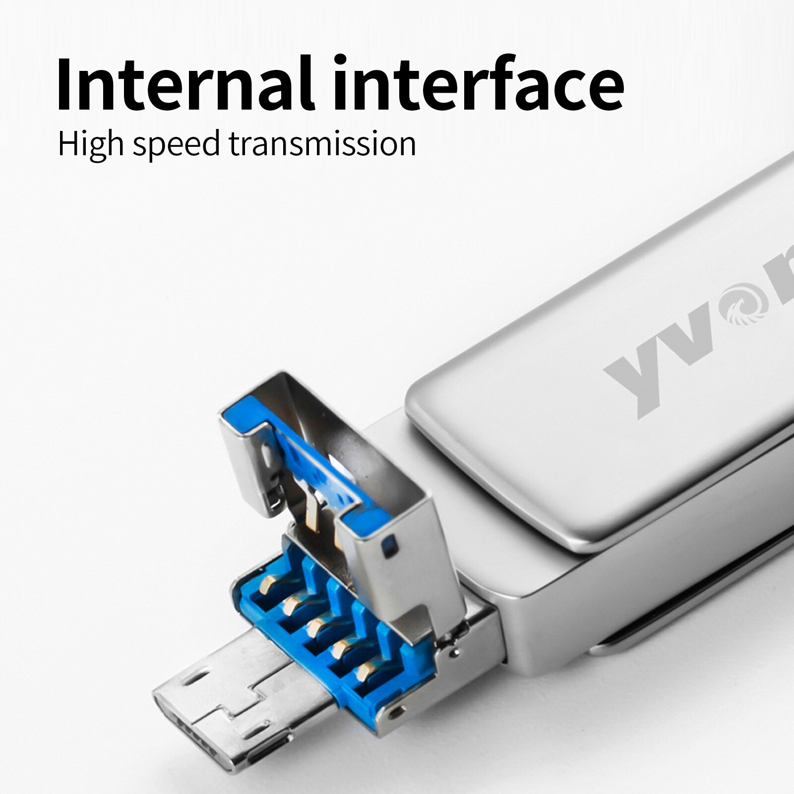 yvonne Y40D USB3.0 High Speed Rotating 128GB USB Type-C Micro USB Three Ports OTG Flash Drive for Mobile Phone/PC/Laptop