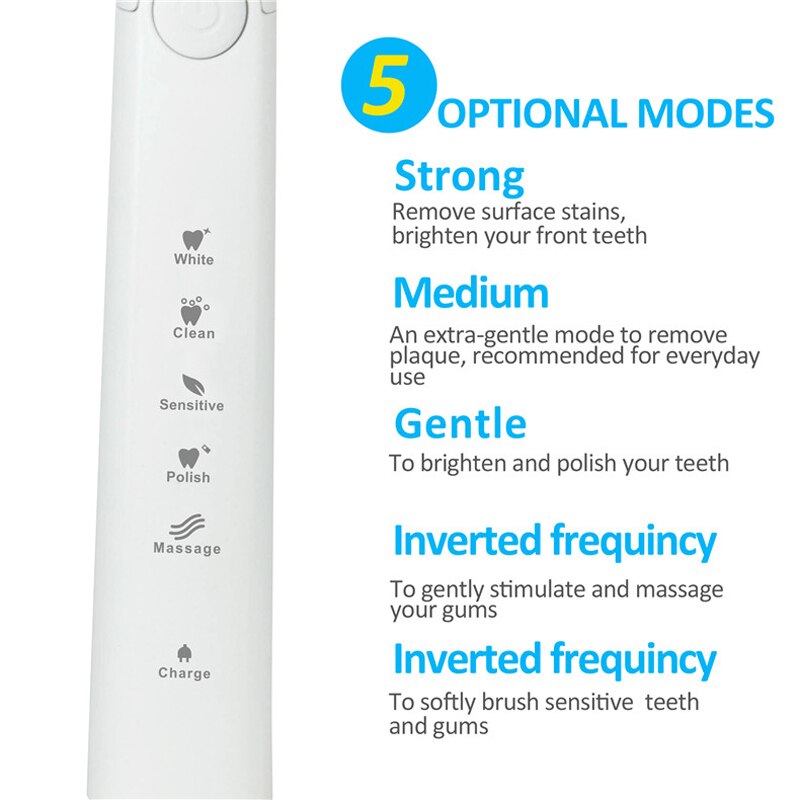 Seago Sonic Toothbrush Electric USB Rechargeable Waterproof Replacement Brush Head Best