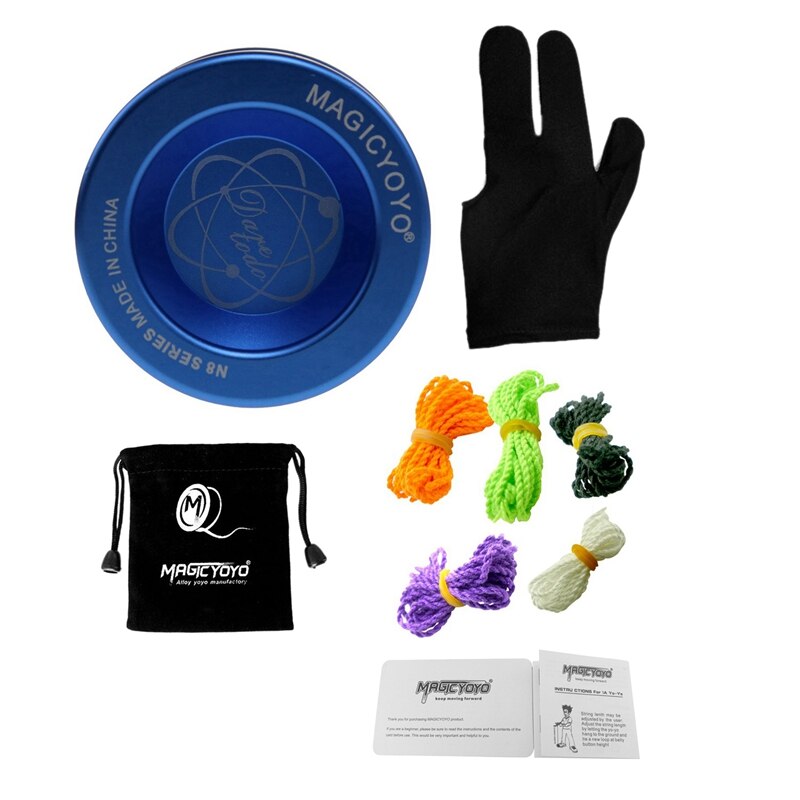 ICYOYO N8 Unresponsive Yoyo - Metal Butterfly Shape - 5A/3A/1A Tricks - 110cm Cable - Blue: Default Title