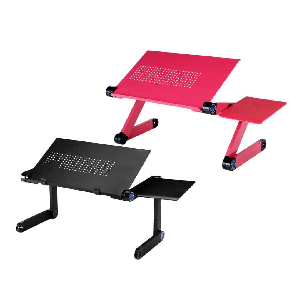 360 Rotation Aluminum Alloy Computer Desk Foldable Adjustable Cooling Table Stand Tray With Mouse Plate For Laptop Notebook