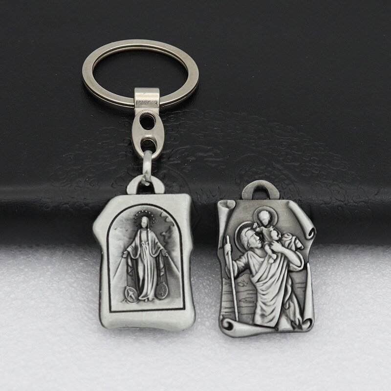 Katholieke Christus Jezus Saint Quito Gezegend Retro Driver Master Guard Ketting Sieraden Hanger Sleutelhanger Hanger: D