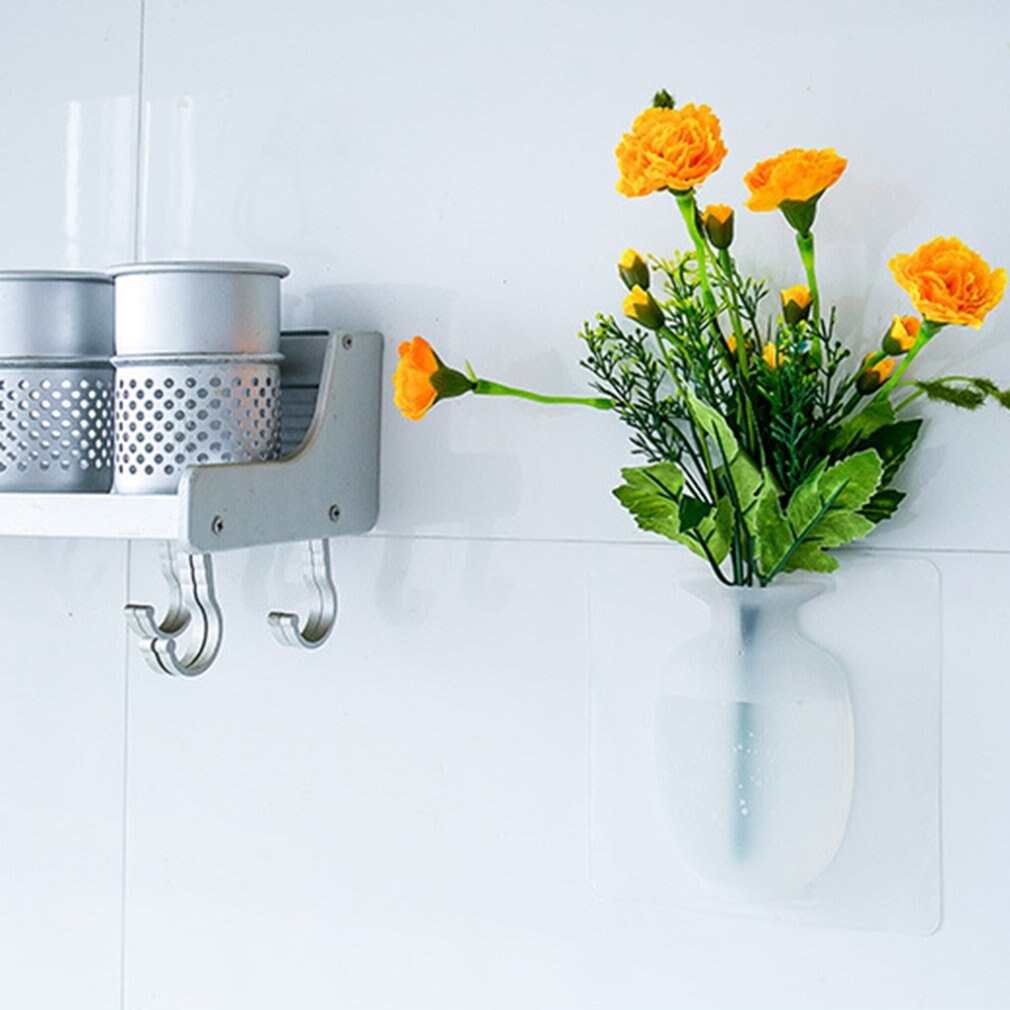 Adsorptie Magic Silicone Vaas Stok Muur Opknoping Vaas Stickers Glas Muur Koelkast Geen Spoor Plastic Vaas Sticker