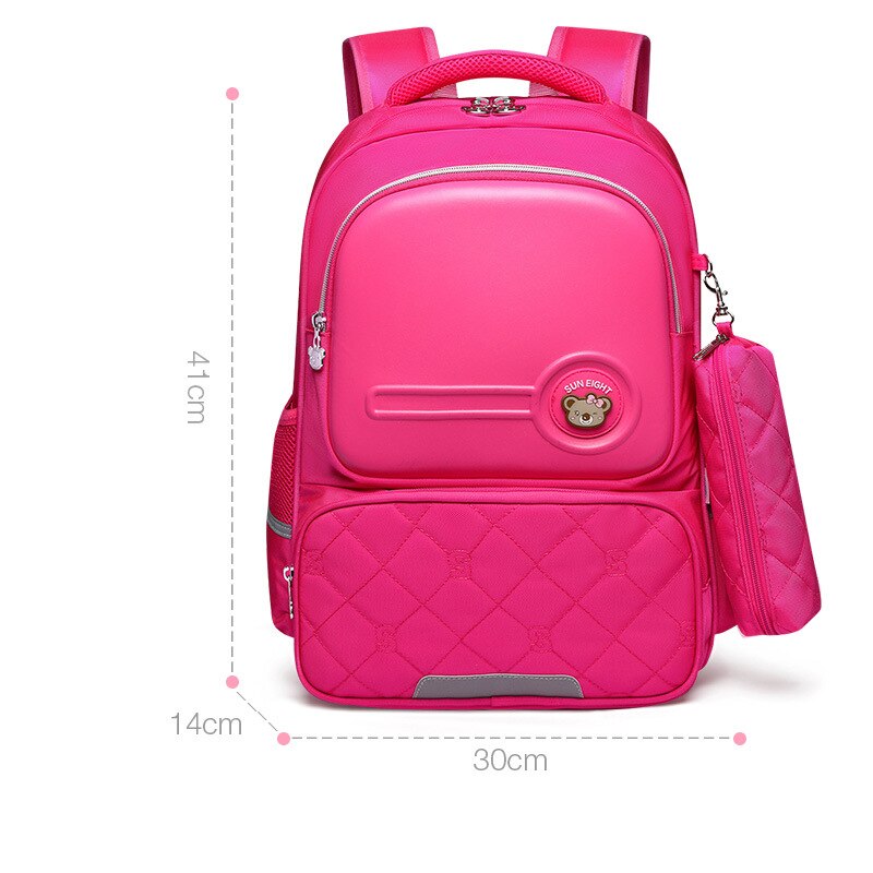 Kinderen Schooltassen Voor Meisjes Schattige Koreaanse Stijl Kids Roze Bag Orthopedische School Rugzak Voor Jongen Waterdichte Boekentas Etui: rose red